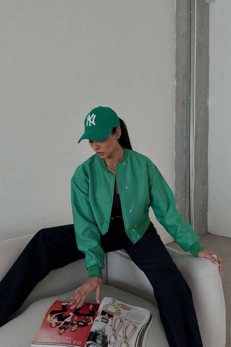 SHORT WOMEN JACKET WITH BUTTONS GREEN/JESHILE - 3