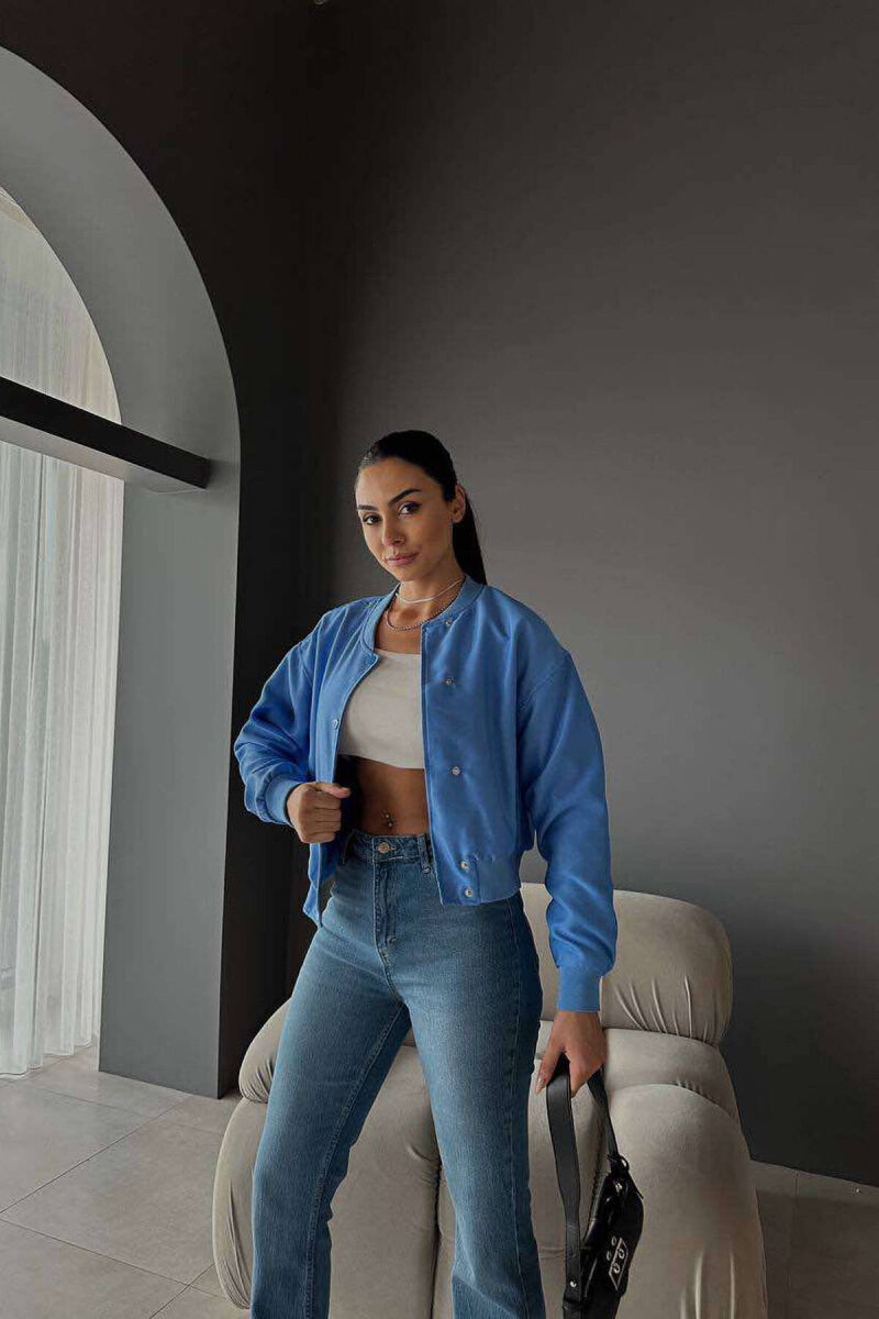 SHORT WOMEN JACKET WITH BUTTONS LIGHTBLUE/BZ - 1