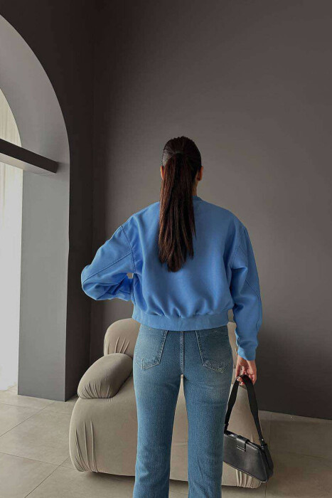 SHORT WOMEN JACKET WITH BUTTONS LIGHTBLUE/BZ - 2