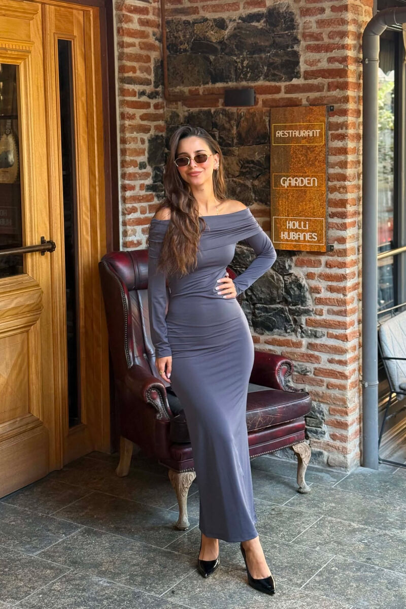 SHOULDERS OF LONG SLEEVE WOMAN DRESS GREY/GRI - 4