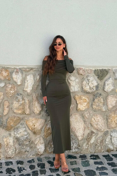 SHOULDERS OF LONG SLEEVE WOMAN DRESS OLIVE/ULLI 