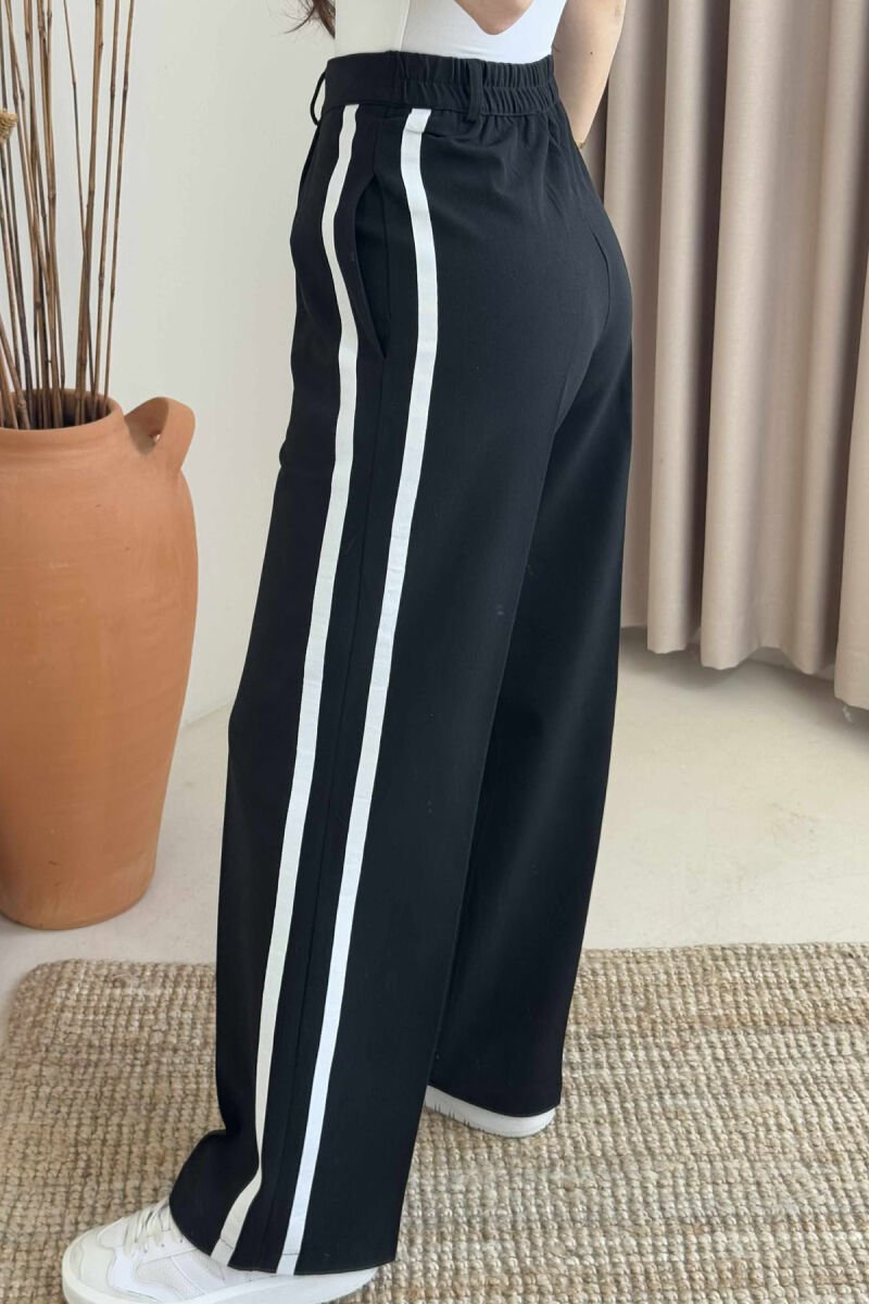SIDE LINE DESIGN SEMI ELASTIC WOMEN TROUSERS BLACK/ E ZEZE - 5