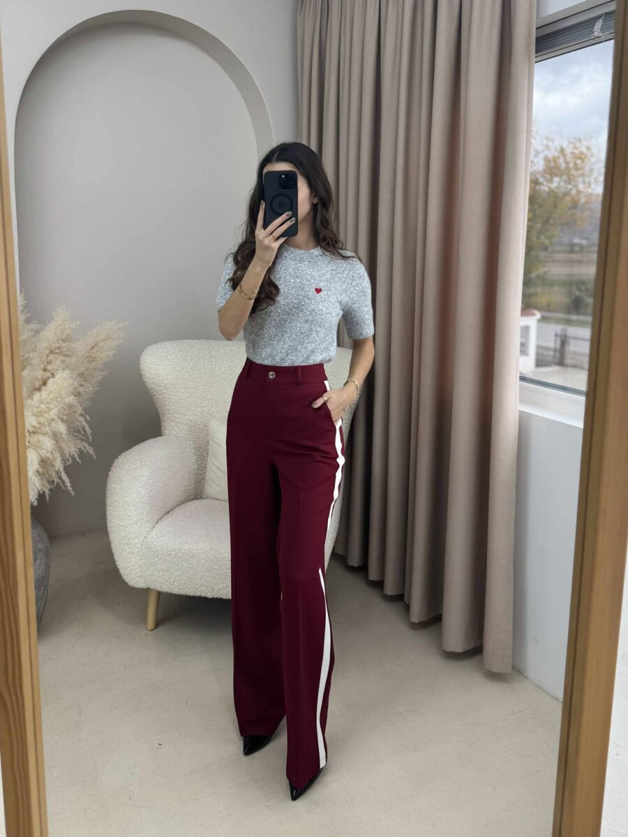 SIDE LINE DESIGN WOMEN TROUSERS BURGUNDY/VISHNJE - 2