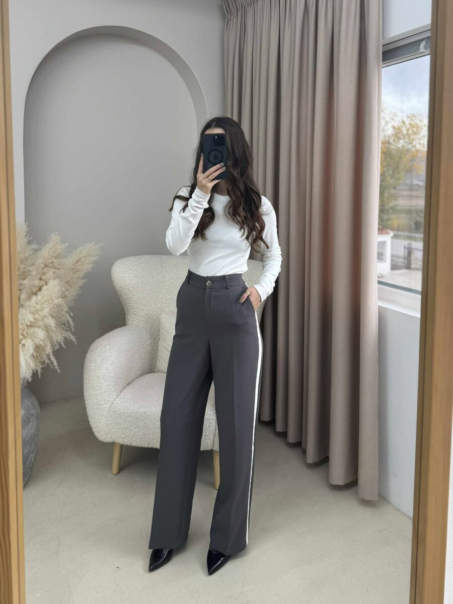 SIDE LINE DESIGN WOMEN TROUSERS GREY/GRI - 4