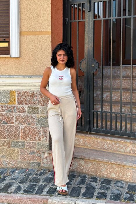 SIDE LINES SIMPLE WOMAN SWEATPANTS BEIGE/BEZHE - 3