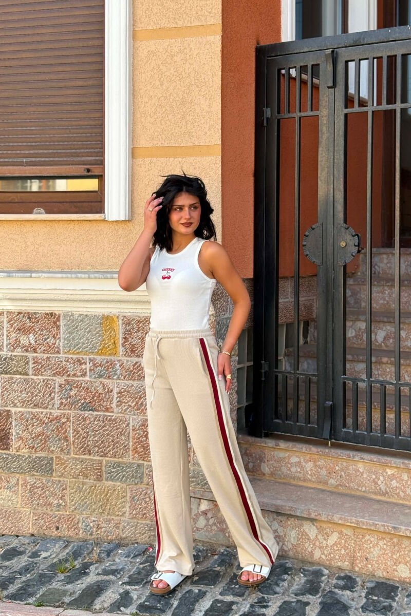 SIDE LINES SIMPLE WOMAN SWEATPANTS BEIGE/BEZHE - 5