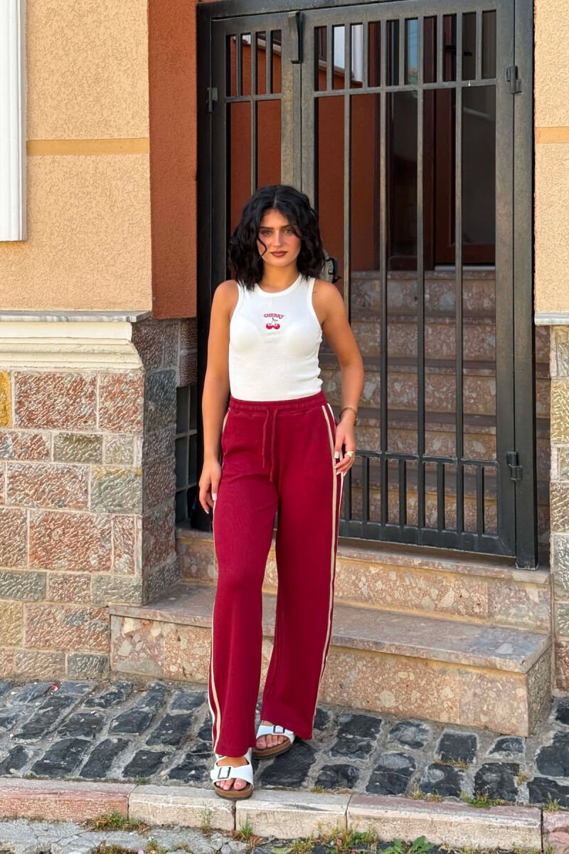 SIDE LINES SIMPLE WOMAN SWEATPANTS BURGUNDY/VISHNJE - 6