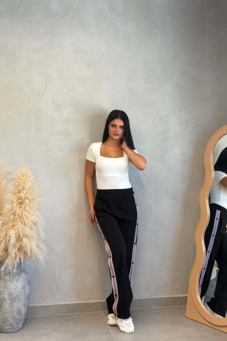 SIDE LINES SIMPLE WOMEN SWEATPANTS BLACK/ E ZEZE - 3