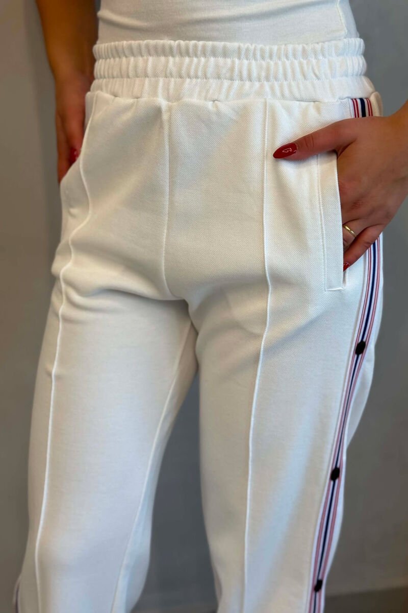 SIDE LINES SIMPLE WOMEN SWEATPANTS WHITE-E BARDHE - 3