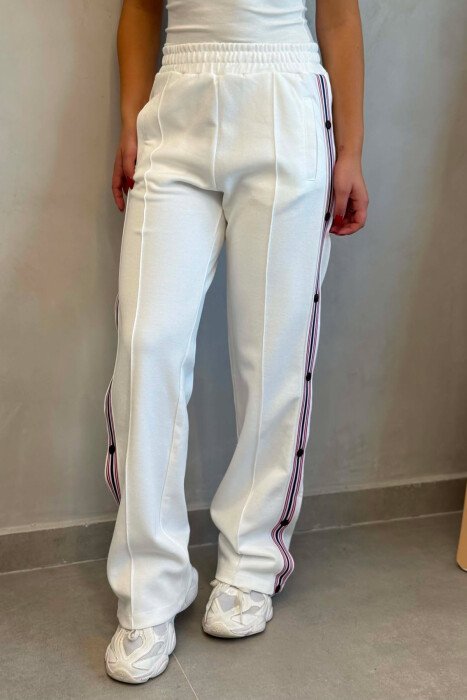SIDE LINES SIMPLE WOMEN SWEATPANTS WHITE-E BARDHE - 6