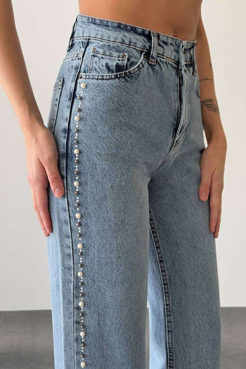 SIDE PEARLS DETAILS WOMEN JEANS LIGHTBLUE/BZ - 2