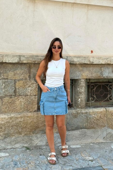 SIDE POCKETS DENIM WOMAN SKIRT BEAUBLUE/BBL - 2