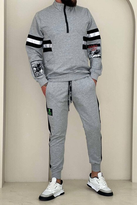 KOSTUM BLUZË DHE TUTA PËR MESHKUJ NË NGJYRËN GRI - KLAUDIO FASHION