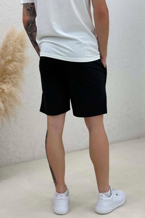 SIDE WRITTING ONE COLOR MEN SHORT SWEATPANTS BLACK/ E ZEZE - 3