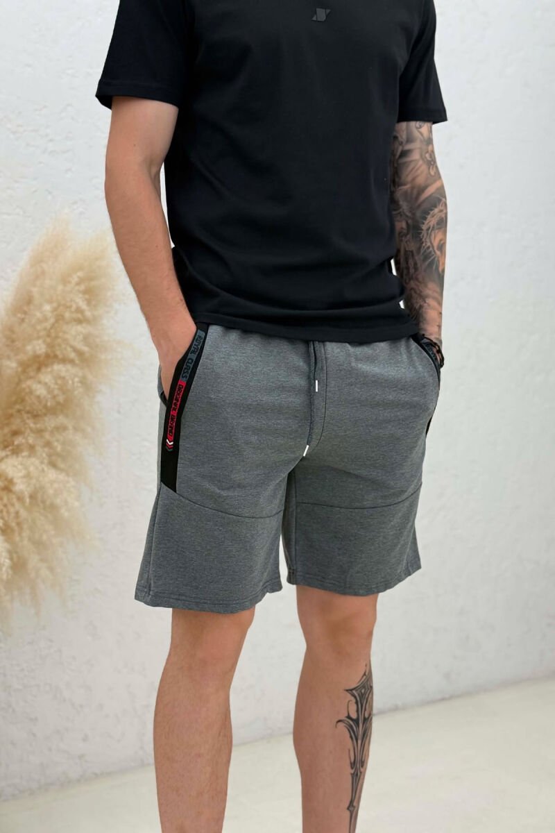 SIDE WRITTING ONE COLOR MEN SHORT SWEATPANTS DARK GREY/GEE - 2