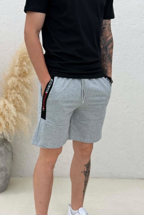 SIDE WRITTING ONE COLOR MEN SHORT SWEATPANTS GREY/GRI - 2