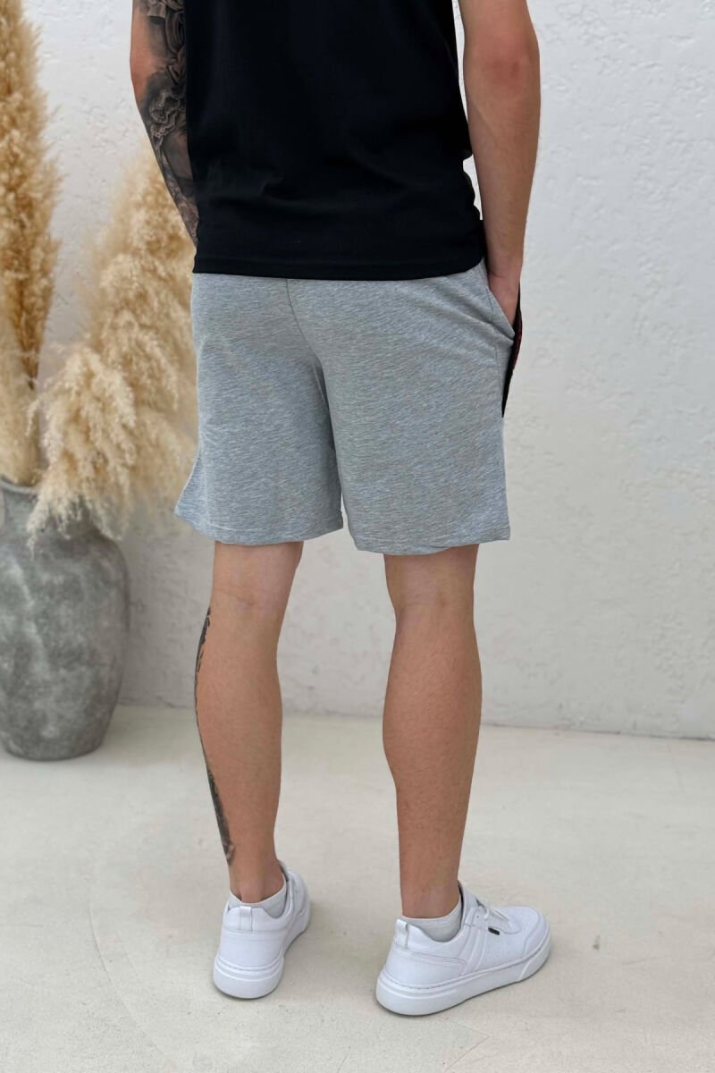 SIDE WRITTING ONE COLOR MEN SHORT SWEATPANTS GREY/GRI - 3