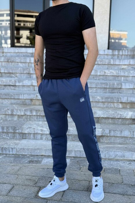 SIDE WRITTINGS FLUFFY MEN JOGGERS BLUE/BLU - 2