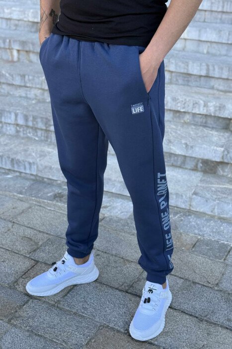 SIDE WRITTINGS FLUFFY MEN JOGGERS BLUE/BLU - 1
