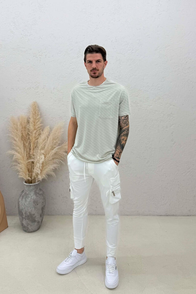 SIDE ZIPPER POCKET ONE COLOR MEN SWEATPANTS WHITE-E BARDHE - 1