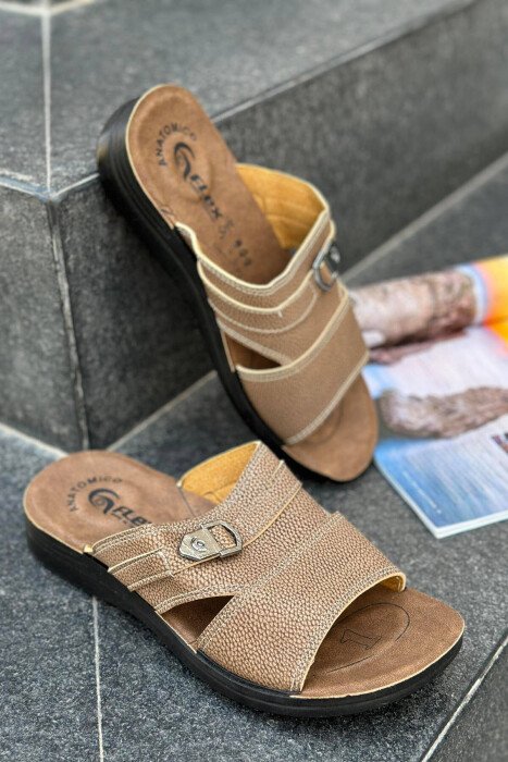 SIMPE MEN SLIPPERS BEIGE/BEZHE - KLAUDIO FASHION