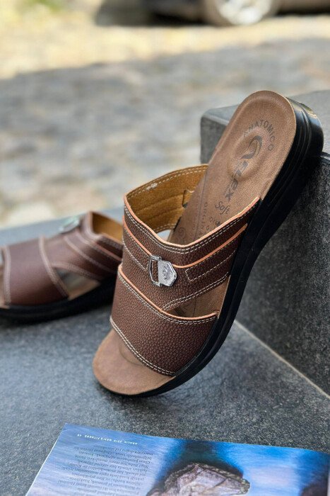 SIMPE MEN SLIPPERS BROWN/KAFE - KLAUDIO FASHION
