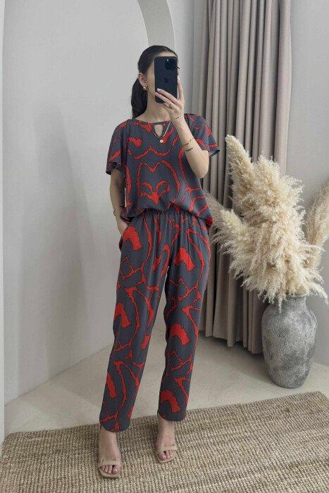 SIMPLE ABSTRACT DESIGN WOMEN SET DARK GREY/GEE - 1