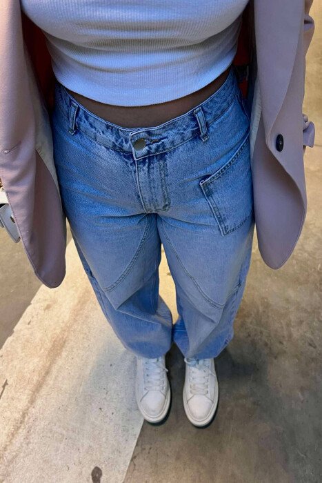 SIMPLE BAGGY WOMEN JEANS LIGHTBLUE/BZ - 5