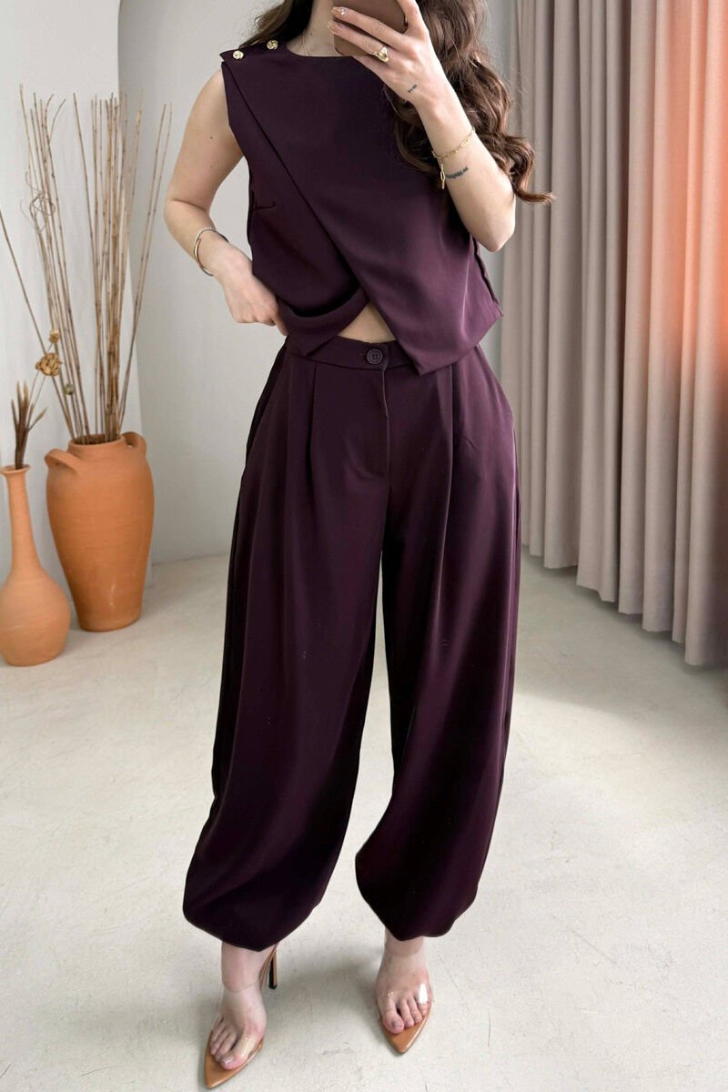 SIMPLE BALLOON WOMAN TROUSERS BURGUNDY/VISHNJE - 1