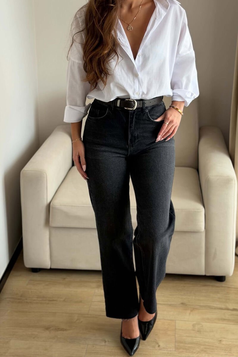 SIMPLE BELT DETAIL WOMEN JEANS BLACK/ E ZEZE - 2