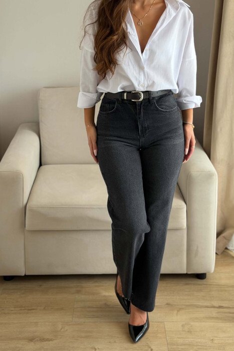 SIMPLE BELT DETAIL WOMEN JEANS BLACK/ E ZEZE - 6