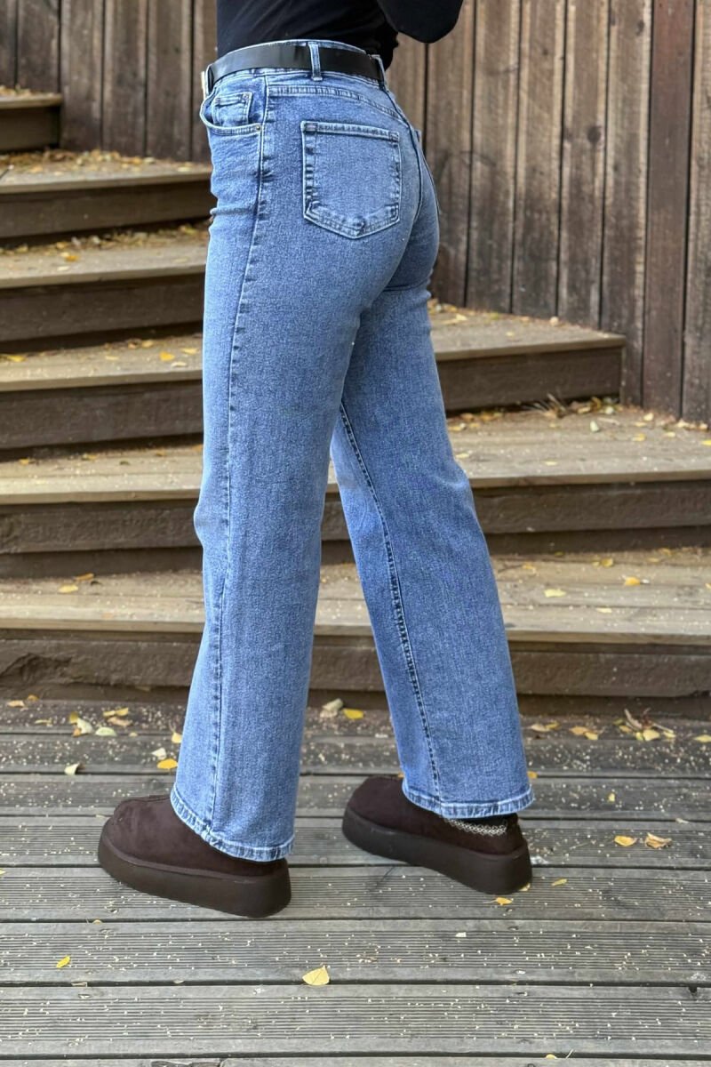 SIMPLE BELTED WOMEN JEANS LIGHTBLUE/BZ - 8