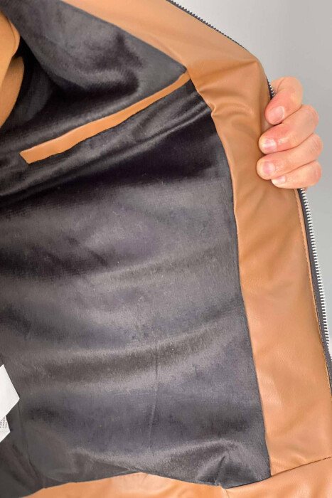 SIMPLE BIKER MEN JACKET BROWN/KAFE - 2