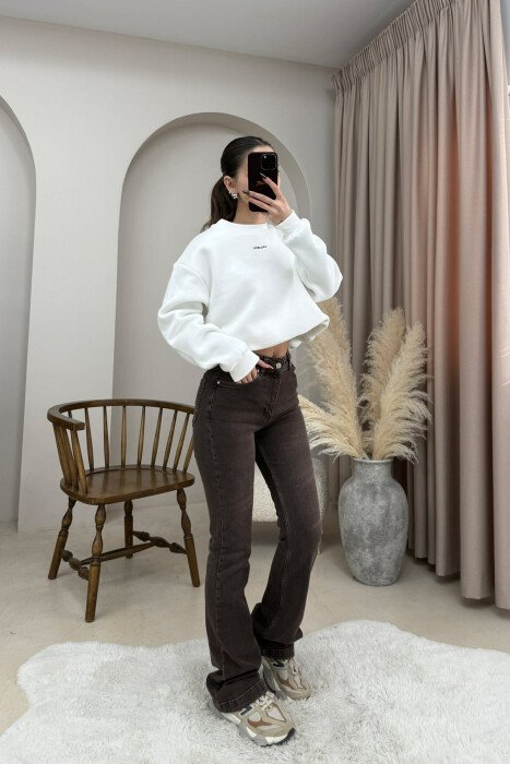 SIMPLE BOOTCUT WOMEN JEANS BROWN/KAFE - 2