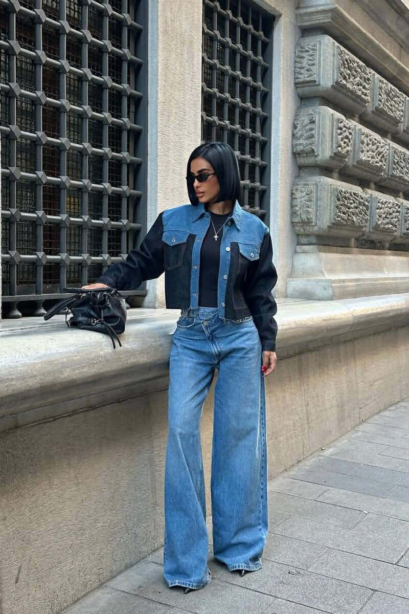 SIMPLE BUTTONED DENIM WOMEN JACKET BLUE/BLU - 7