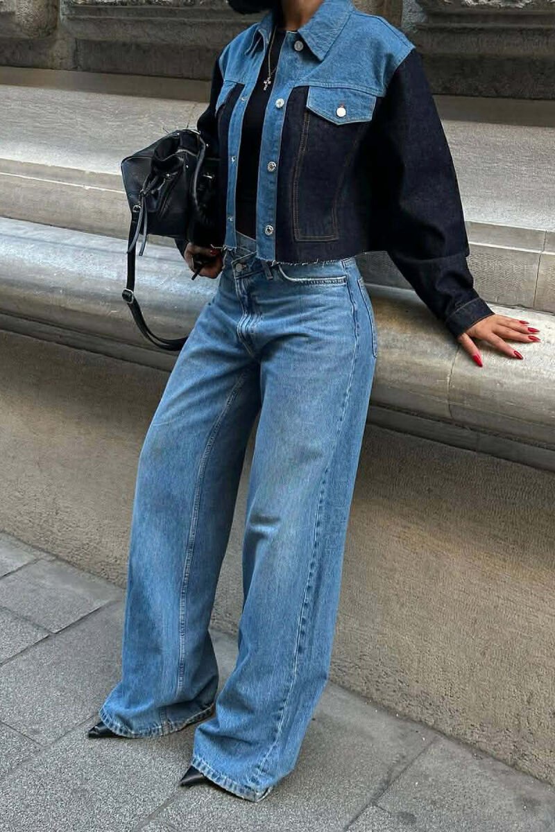 SIMPLE BUTTONED DENIM WOMEN JACKET BLUE/BLU - 8