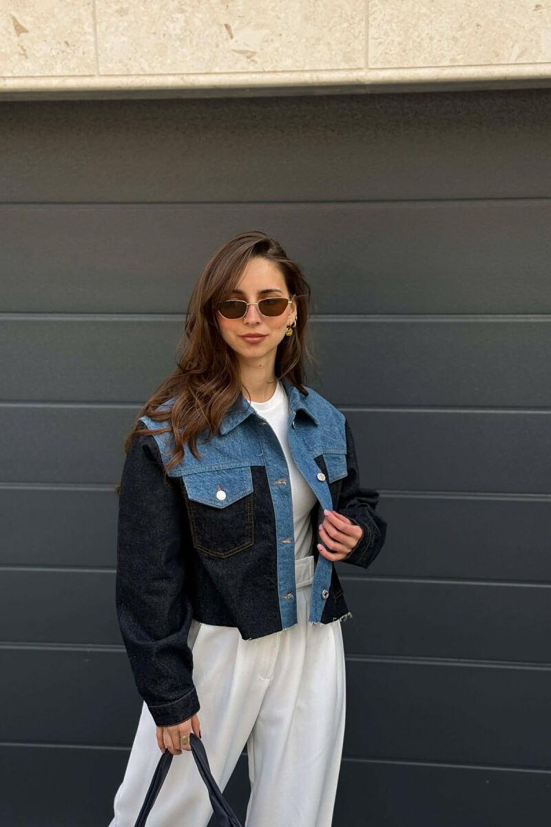 SIMPLE BUTTONED DENIM WOMEN JACKET BLUE/BLU - 1