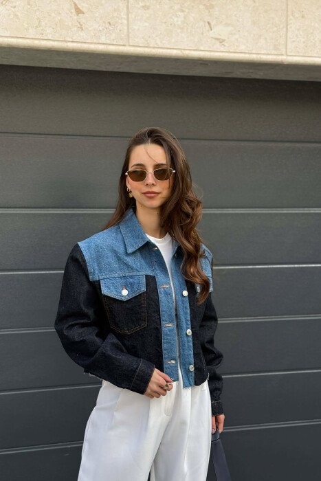SIMPLE BUTTONED DENIM WOMEN JACKET BLUE/BLU - 2