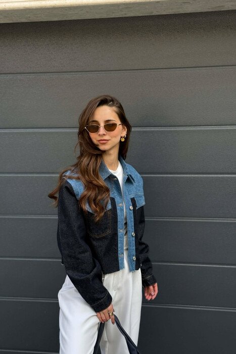 SIMPLE BUTTONED DENIM WOMEN JACKET BLUE/BLU - 3