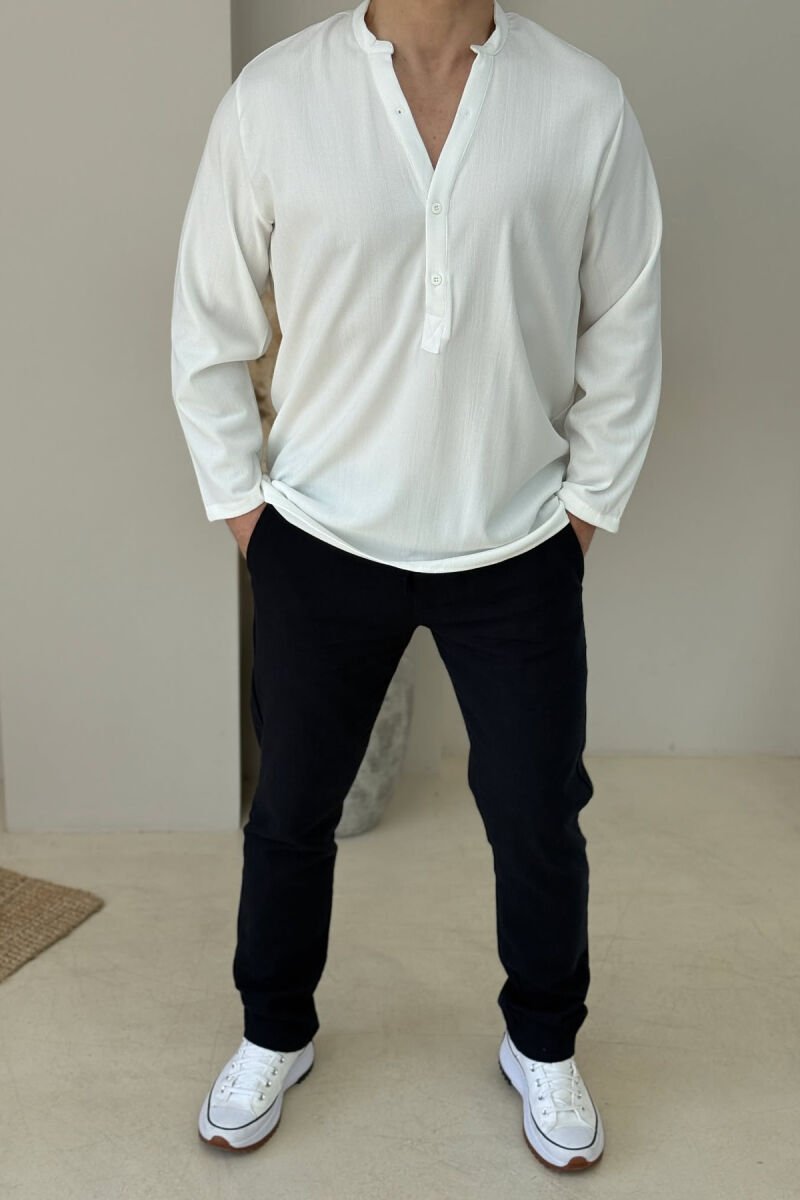 SIMPLE BUTTONED MEN SHIRT WHITE-E BARDHE - 1