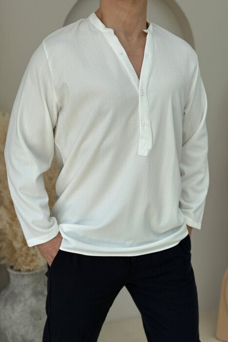 SIMPLE BUTTONED MEN SHIRT WHITE-E BARDHE - 2