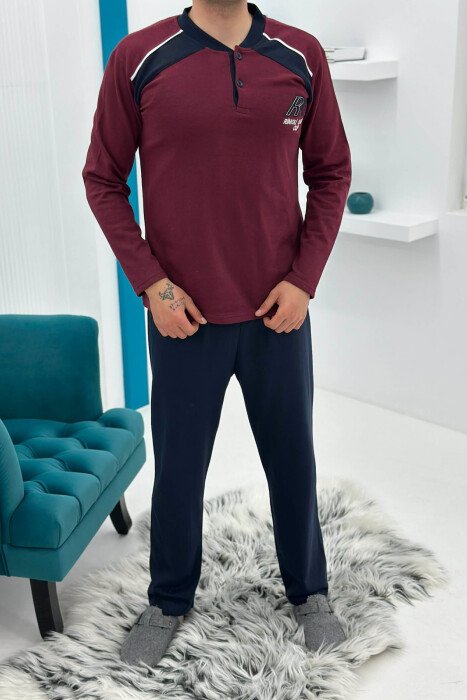 PIZHAME BLUZE E THJESHTE ME BUTONA + TUTA PER MESHKUJ NE NGJYRE VISHNJE TE ERRET - KLAUDIO FASHION