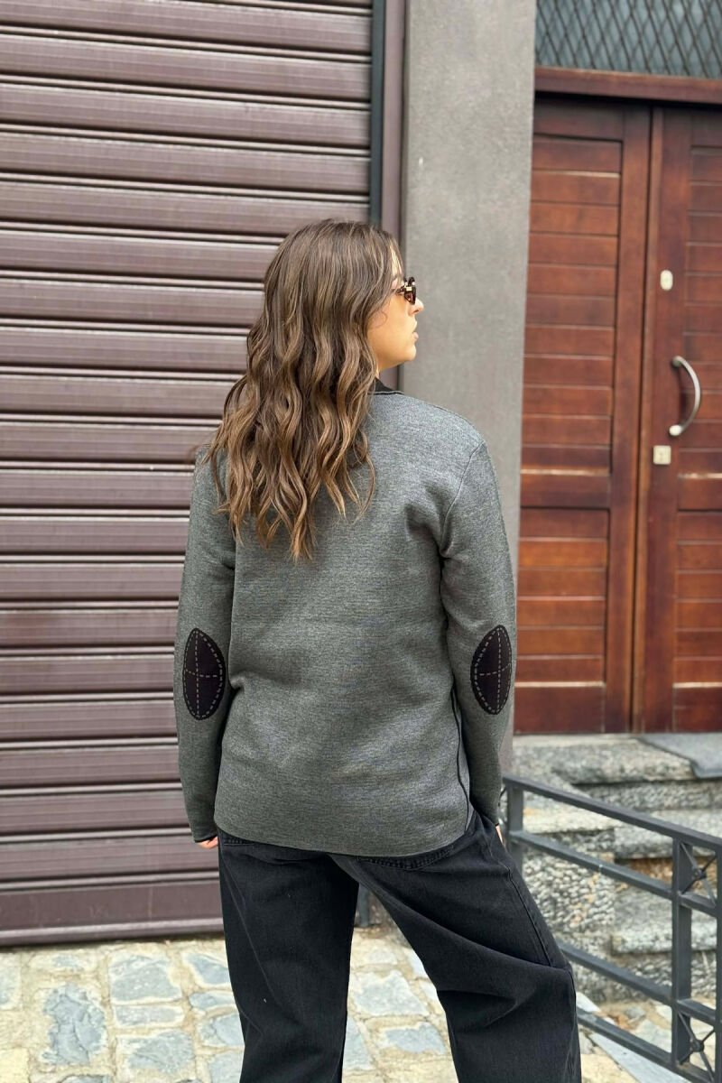 SIMPLE BUTTONED POCKETS DETAIL WOMEN CARDIGAN DARK GREY/GEE - 3