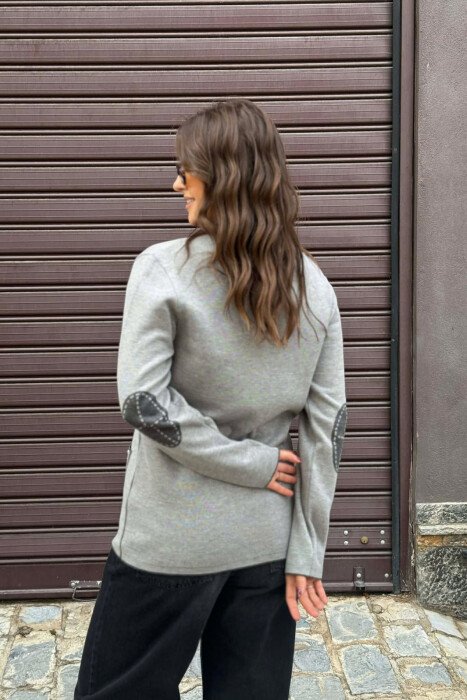 SIMPLE BUTTONED POCKETS DETAIL WOMEN CARDIGAN GREY/GRI - 5