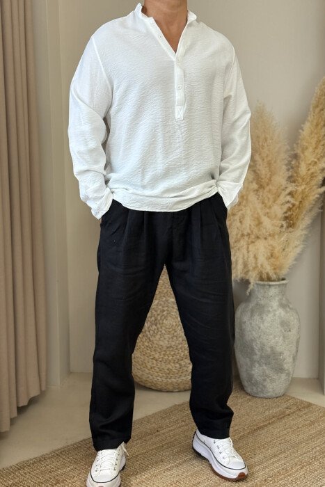 SIMPLE BUTTONS MEN SHIRT WHITE-E BARDHE - 1