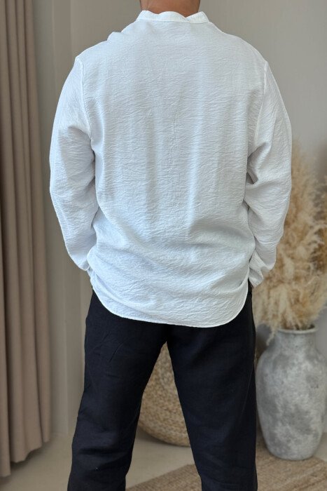 SIMPLE BUTTONS MEN SHIRT WHITE-E BARDHE - 2