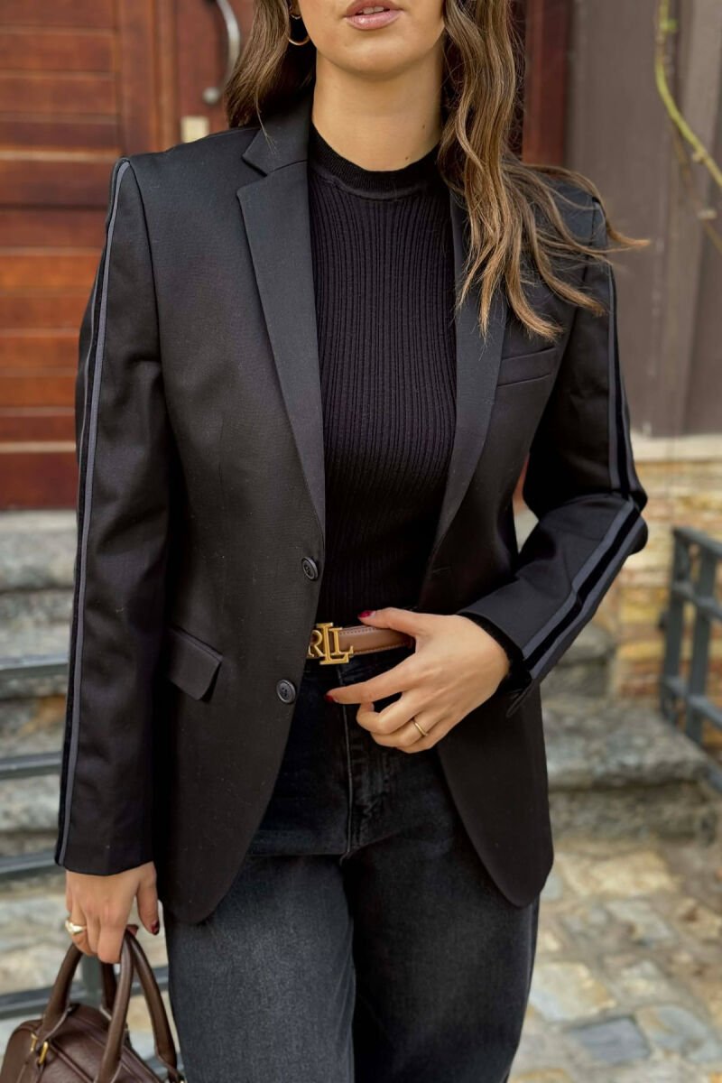 SIMPLE CLASSIC ONE COLOR WOMEN JACKET BLACK/ E ZEZE - 3