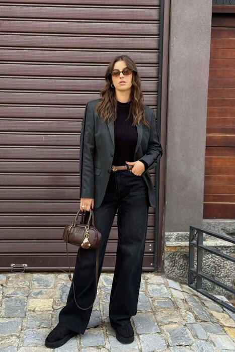 SIMPLE CLASSIC ONE COLOR WOMEN JACKET DARK GREY/GEE 