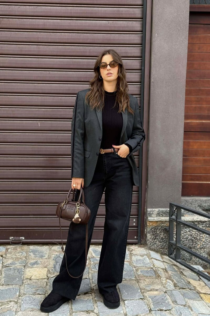 SIMPLE CLASSIC ONE COLOR WOMEN JACKET DARK GREY/GEE - 1