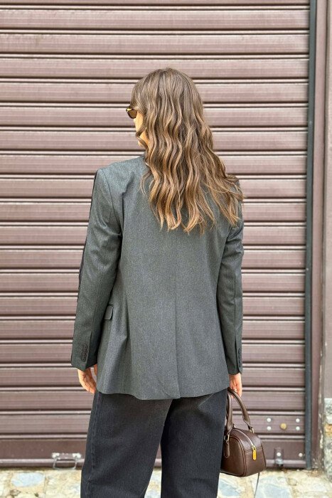 SIMPLE CLASSIC ONE COLOR WOMEN JACKET DARK GREY/GEE - 3